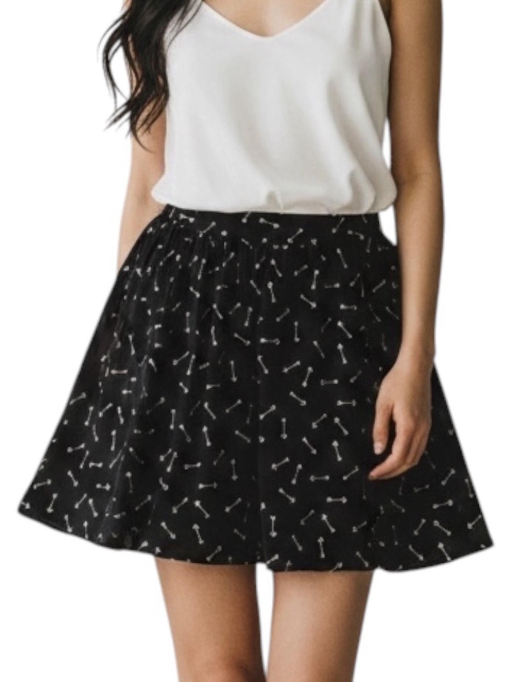 LC Lauren Conrad Black White Arrows Full Skirt  NWOT Size M CottageCore